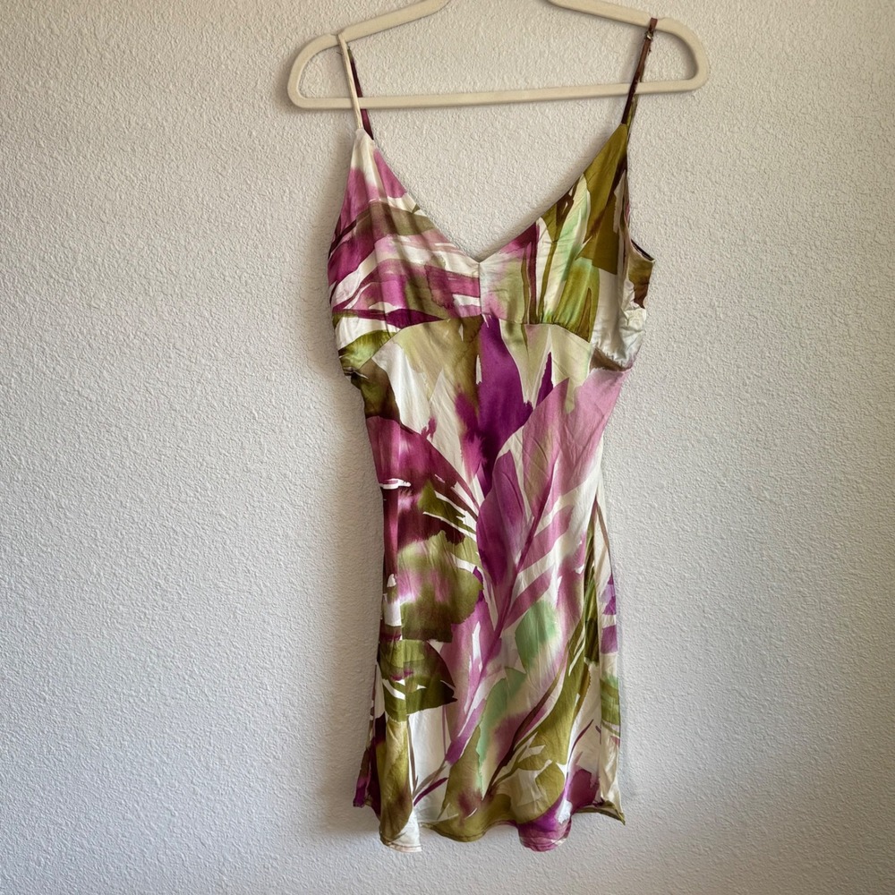 Kontatto Italy Womens Viscose Abstract Floral Slip Dress Boho Artsy Medium